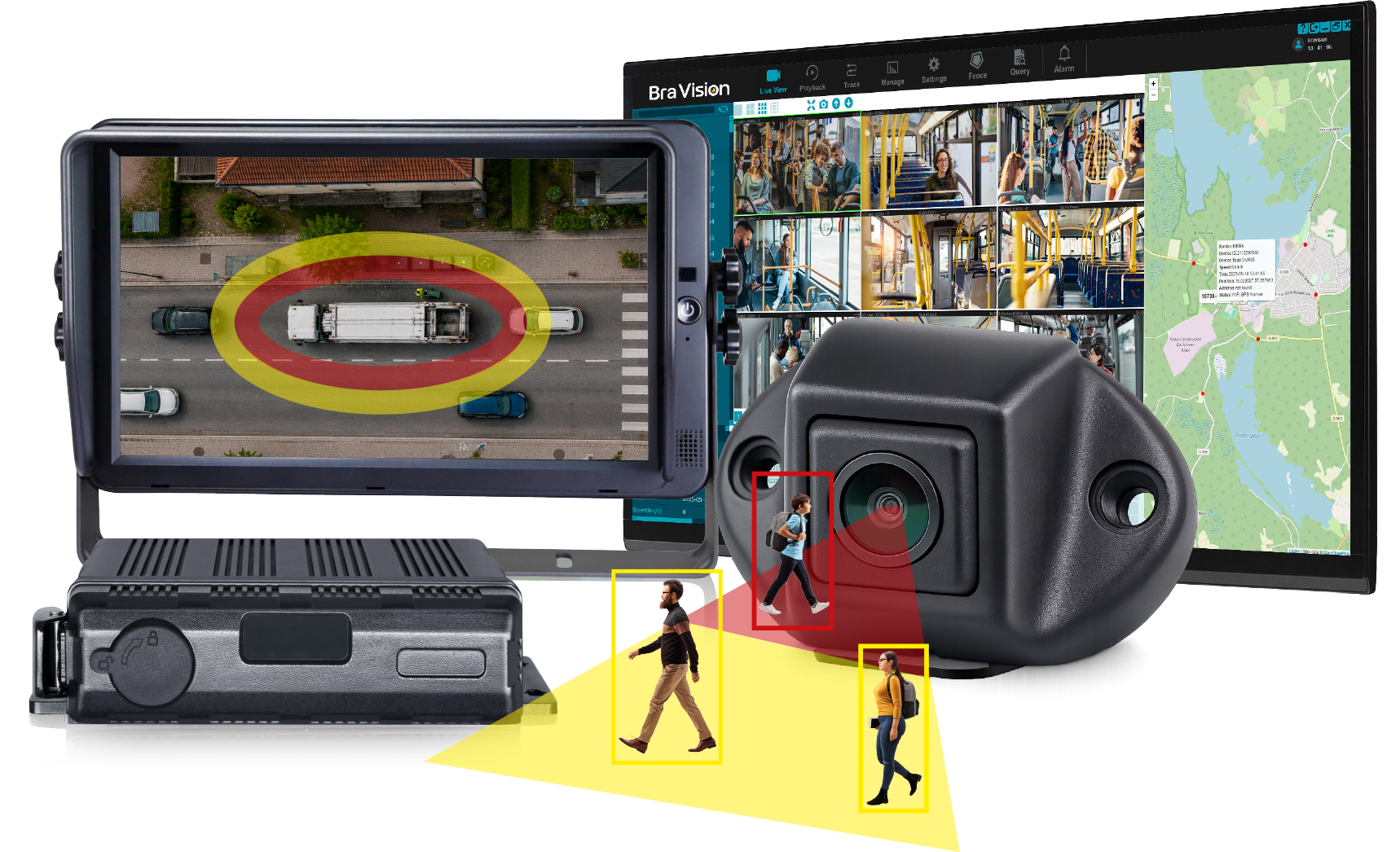 BV360Smart+ Connected 360-system med monitor, kamera, centralenhet och programvara